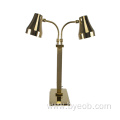 Two-Light Heat Lamp Gold and Round Lamp Shade